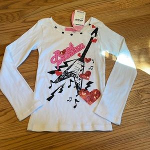 NWT- Haven Girl long sleeve tee-white-size M 10/12-Rock Princess-Fun!!